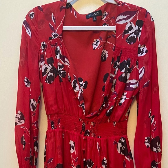 Red Floral Midi Dress - Picture 1 of 4